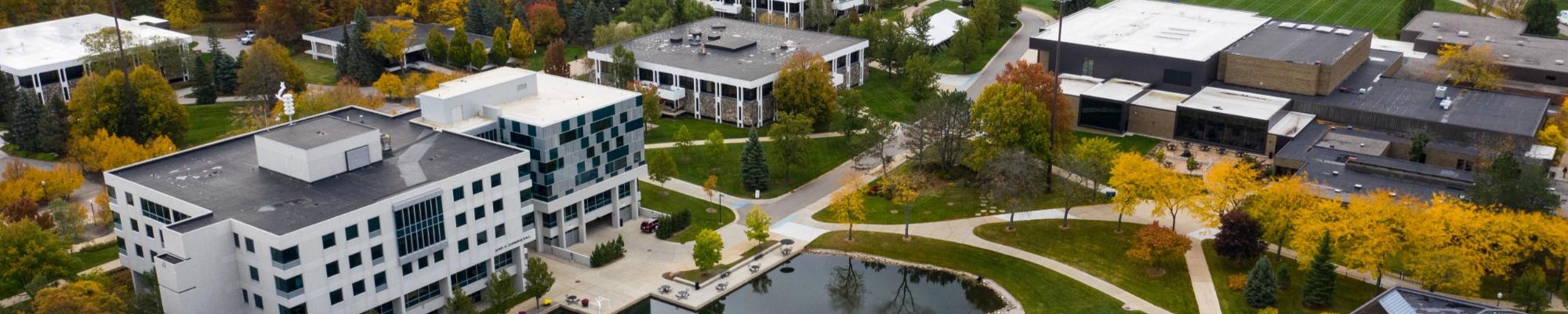 Drone photo of Zumberge Hall